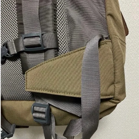L.L. Bean Olive Canvas Backpack with Brown Leather Accents - Picture 10 of 12